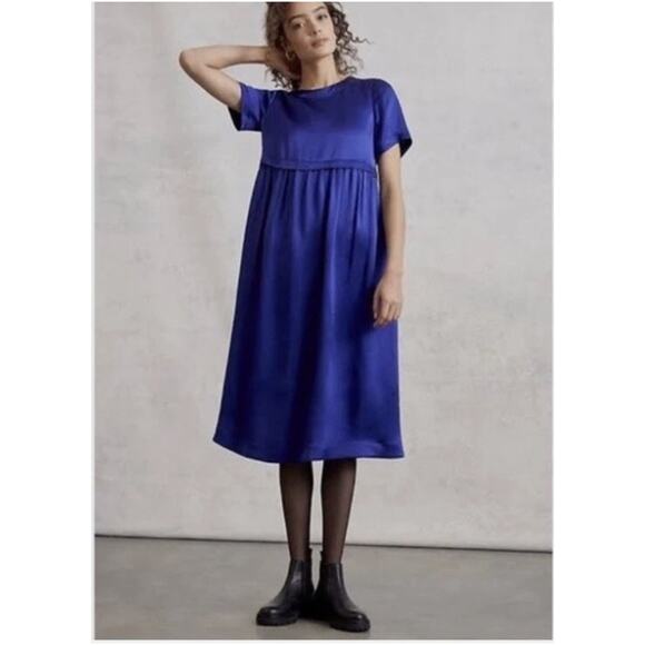 Anthropologie Maeve Jimena Dress Size M Sapphire Blue Oversized Midi Boho - Picture 1 of 11